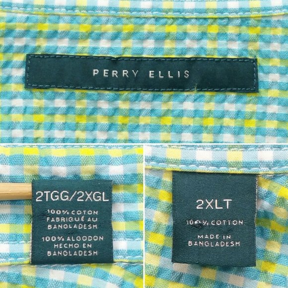 *SOLD* 13 PERRY ELLIS Size 2XLT Casual Button Shirt 5069E1M - Picture 6 of 7